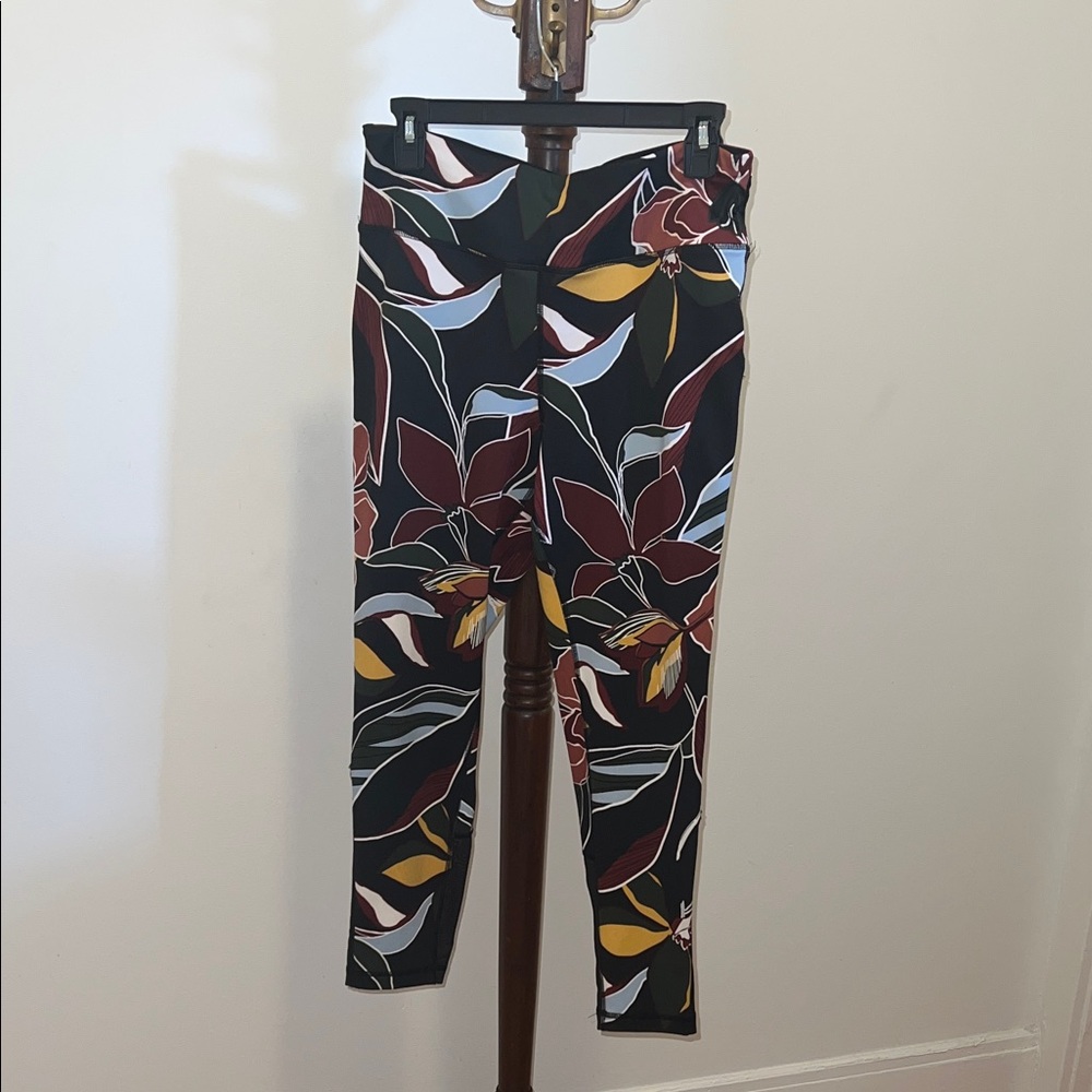 DKNY Black Leggings with Bold Floral Design